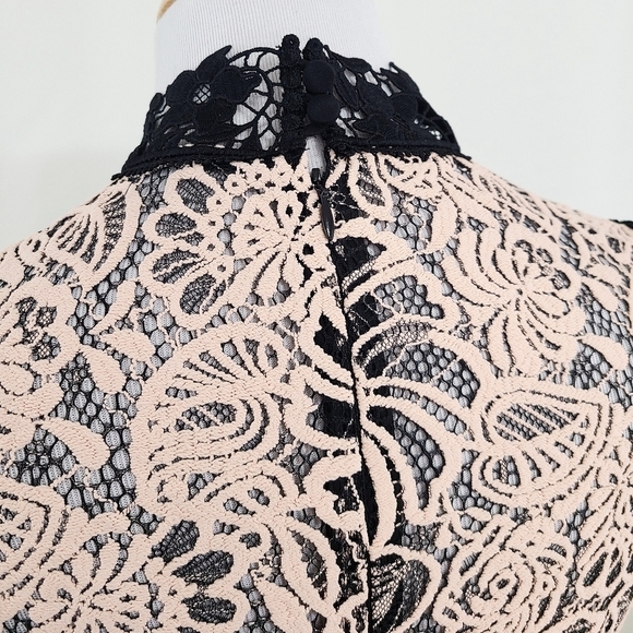 Nanette Lepore NYC Pink Black Lace Sheath Dress Size 4 - Picture 5 of 8